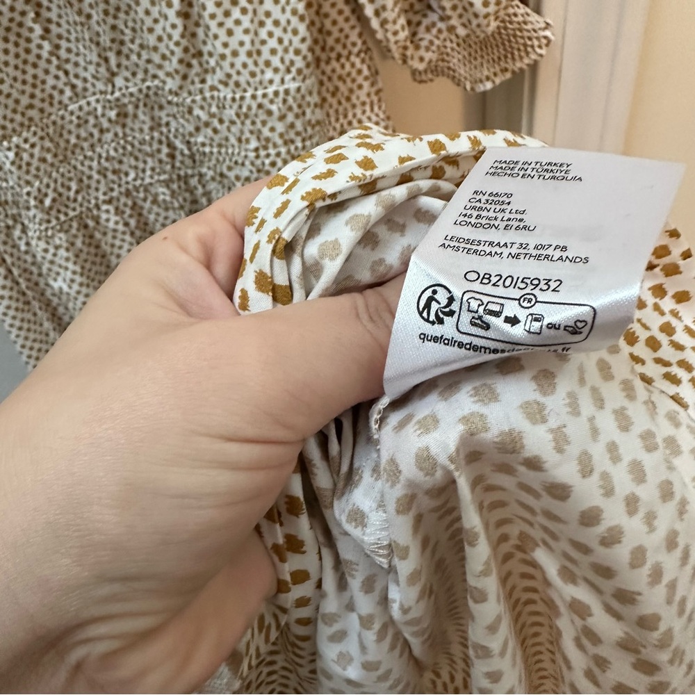 Anthropologie The Somerset Maxi Dress Puff-Sleeve Edition white tan polka dot XL - Picture 10 of 12